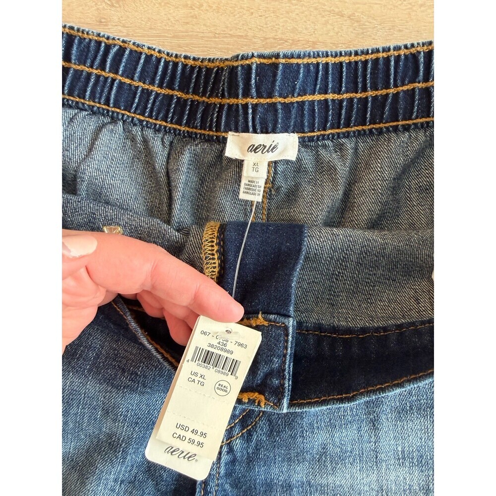 Aerie NWT Daydream Denim Short Elastic Waist Stretchy Shorts Medium Wash XL - Picture 4 of 7